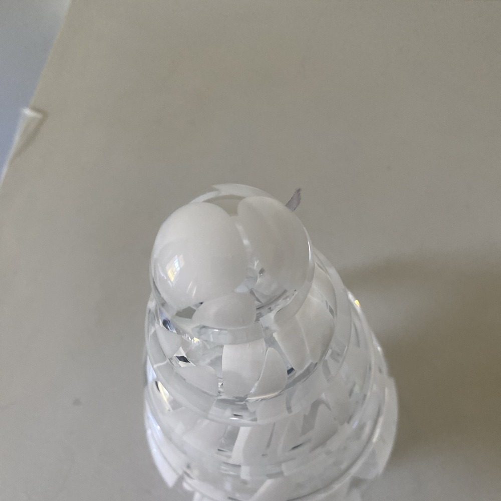 ZORZA Hand Made Glass Christmas Tree 10" Clear & White Hollow - Made in Poland - Picture 6 of 11
